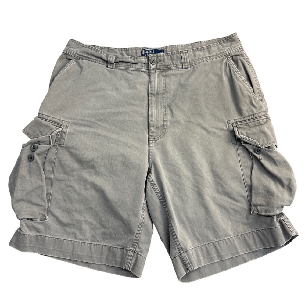 Polo Ralph Lauren Mens Gray Cotton Cargo Shorts Size 38 Utility Hiking Casual